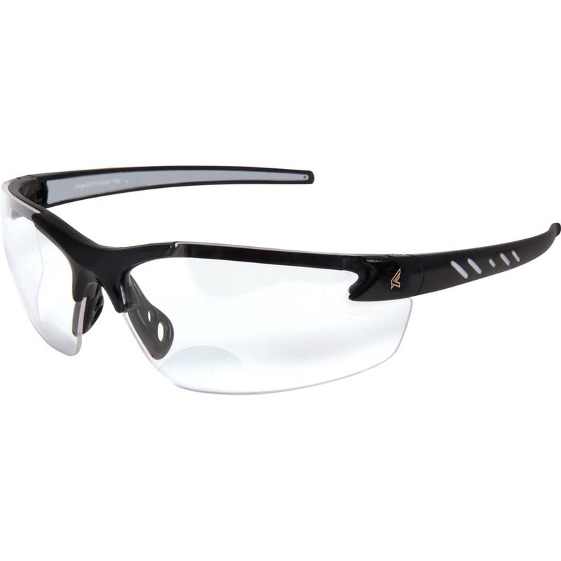 Edge DZ111-2.0-G2 Zorge G2 Wrap-Around Safety Glasses, 2.0 Magnification, Anti-Scratch, Non-Slip, UV 400, Military Grade, ANSI/ISEA & MCEPS, 5.04" Wide, Black Frame / Clear Lens - Image 1